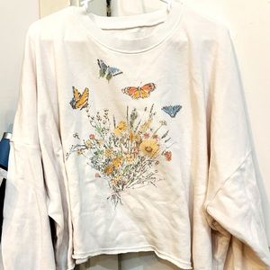 Cropped Butterfly Crewneck.